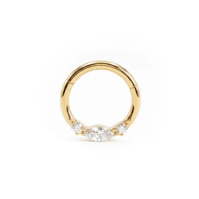Fijne titanium ring met drietal steentjes aan de voorkant