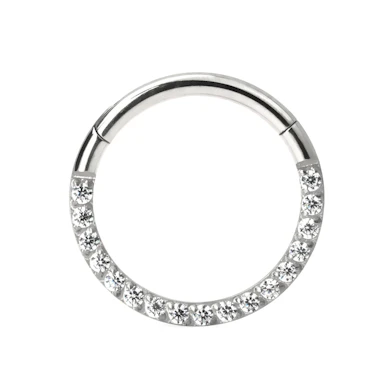 scharnier ring van titanium met rij steentjes