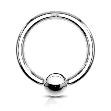 Ball closure ring uit 14 karaats goud