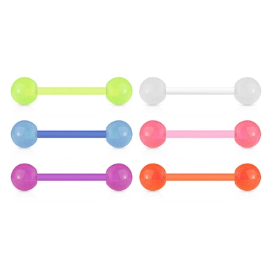 Lichtgevende tongpiercings per zes verpakt