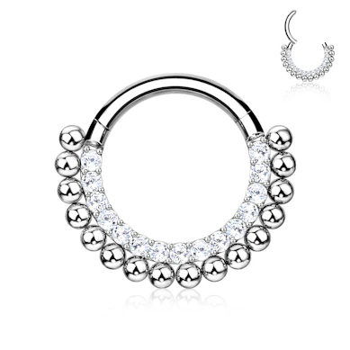 Titanium ring met scharnier en kraaltjes