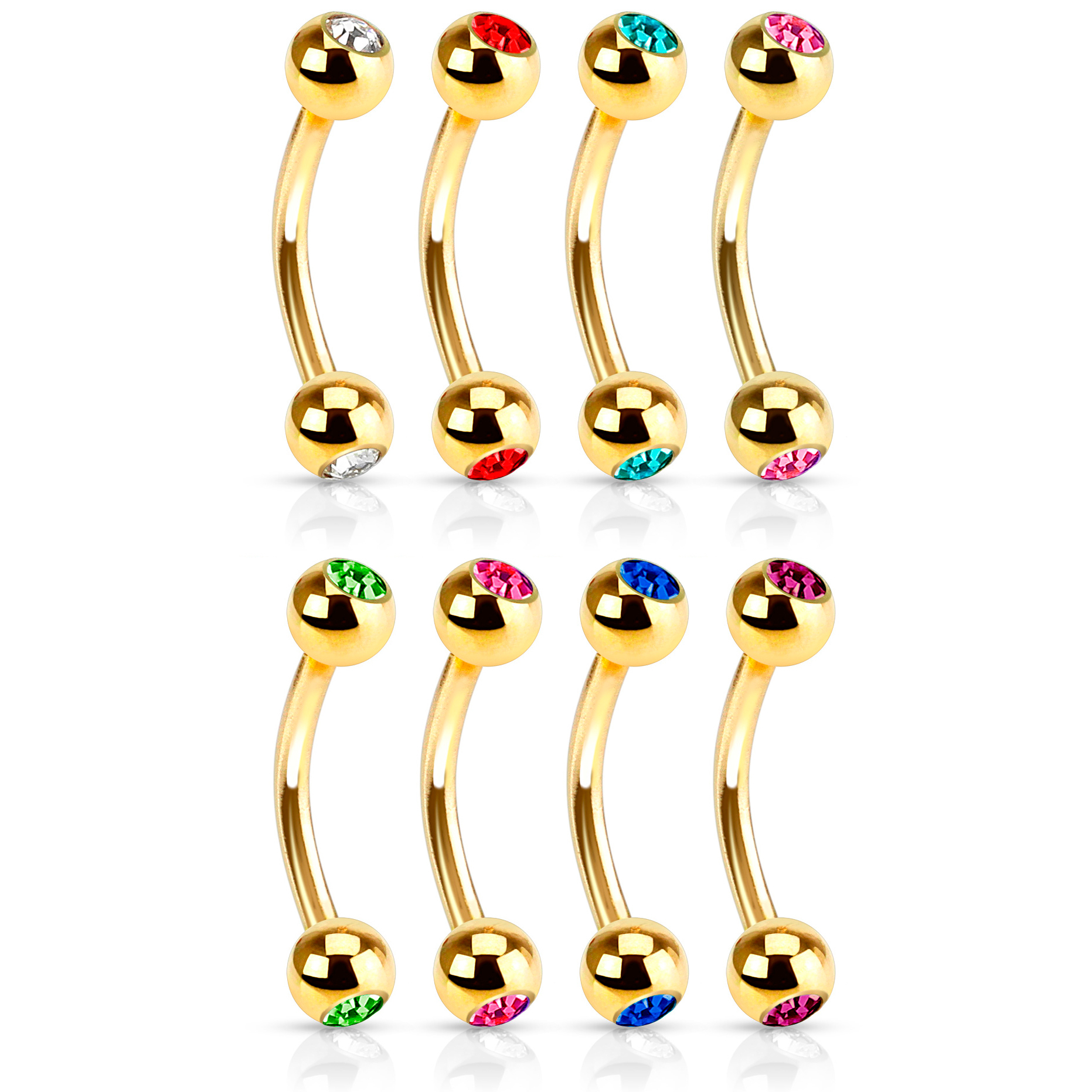 Verguld gebogen staafje met steentjes