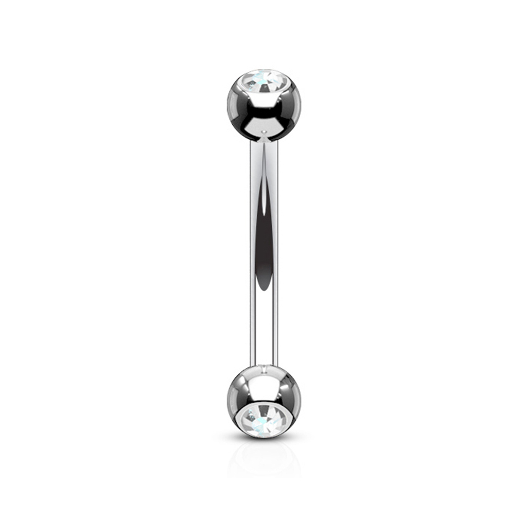 Gebogen staaf van titanium met steentjes