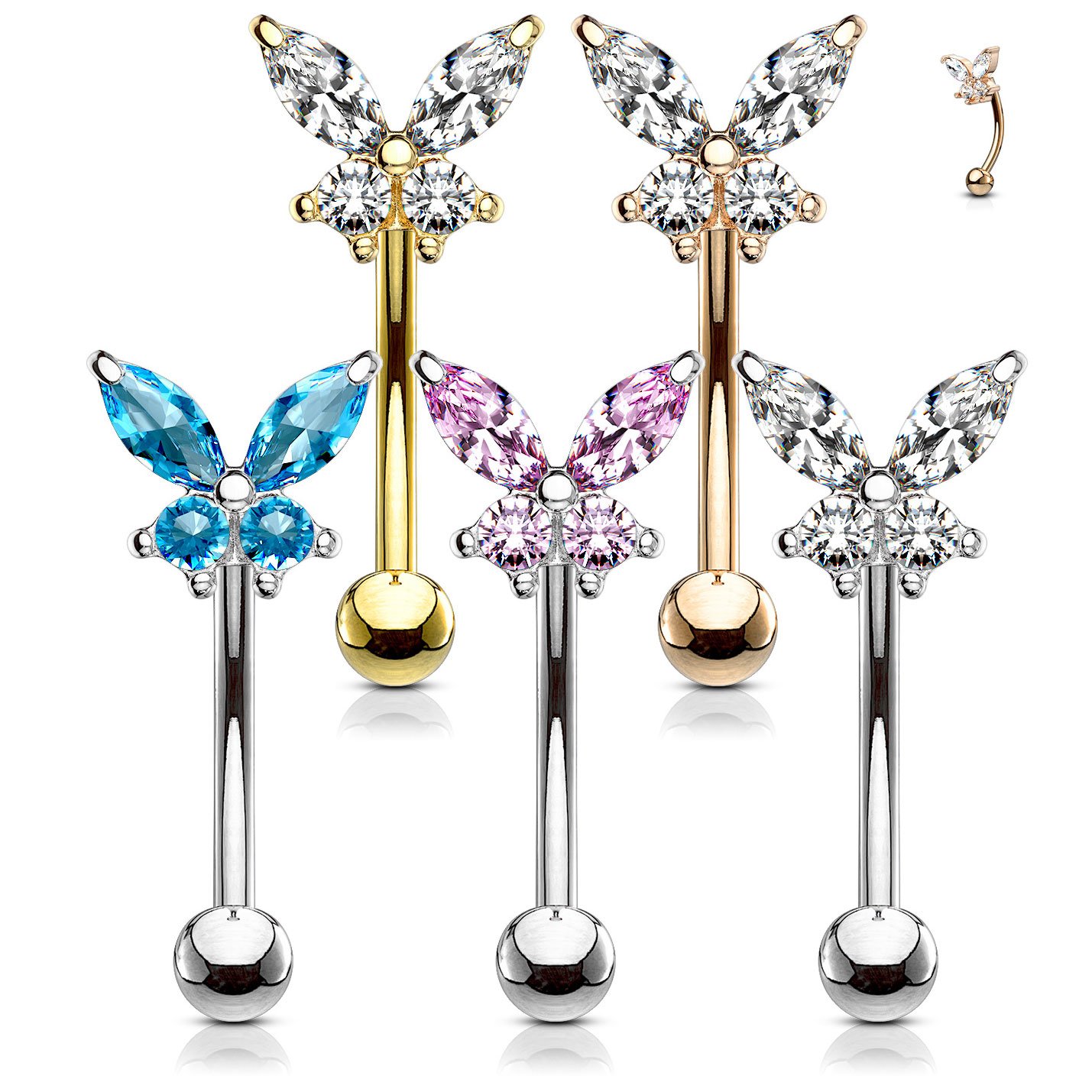 Gebogen staafje met vlinder uit steentjes