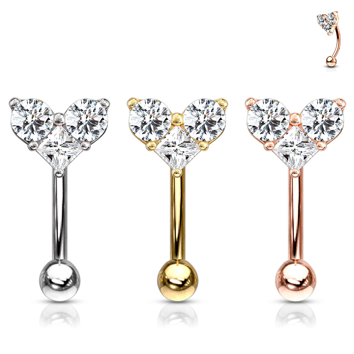 Gebogen staaf met hartje van steentjes