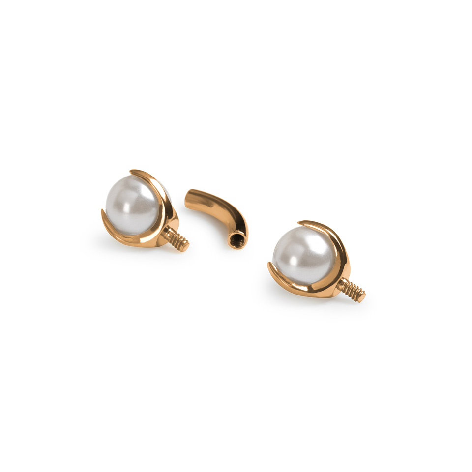 Titanium gebogen barbell met parels