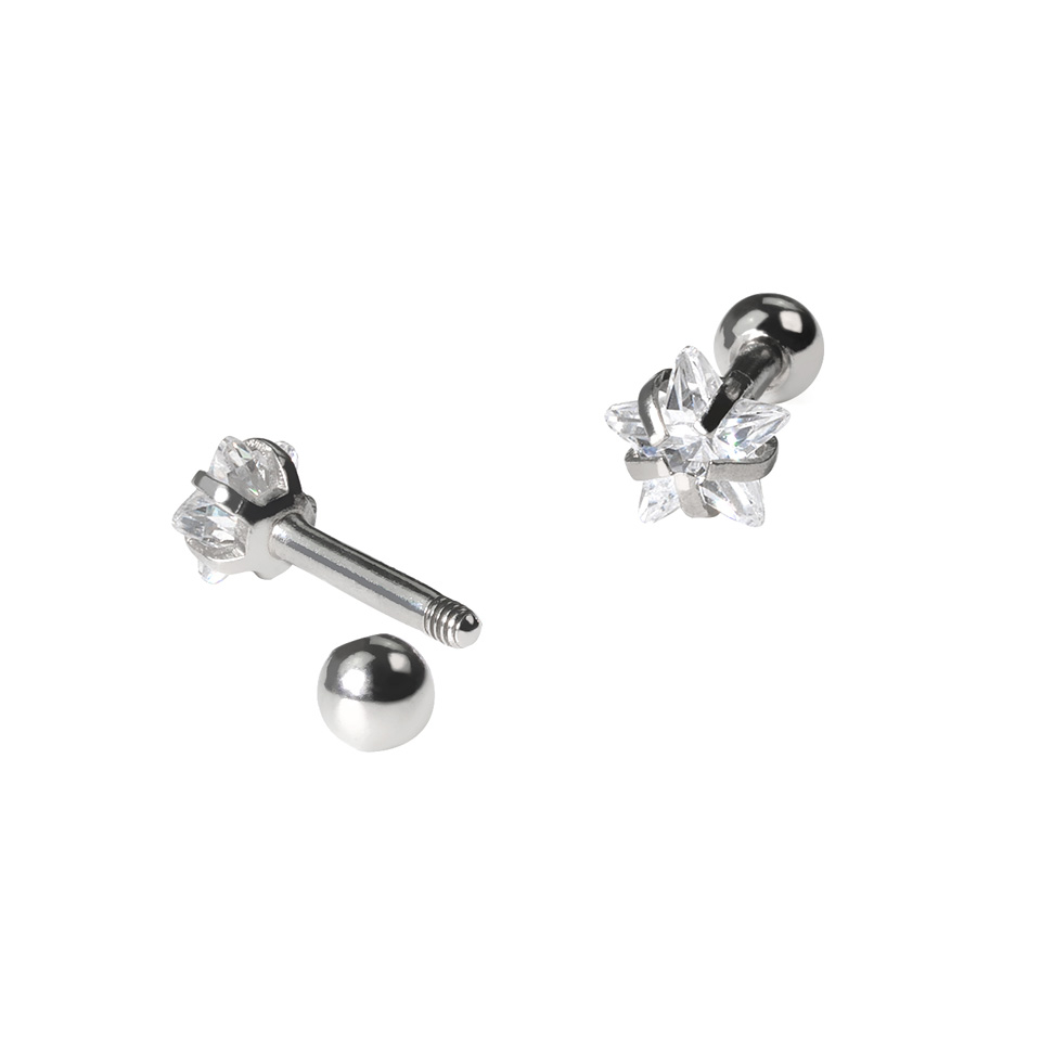 Oorpiercing set met stervormige steentjes