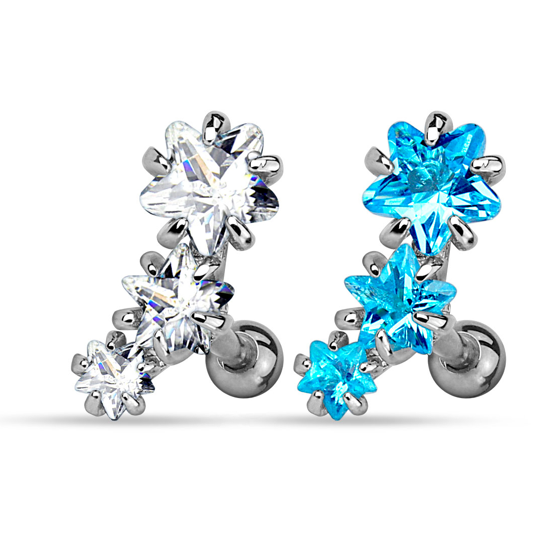 Helixpiercing met drie sterren