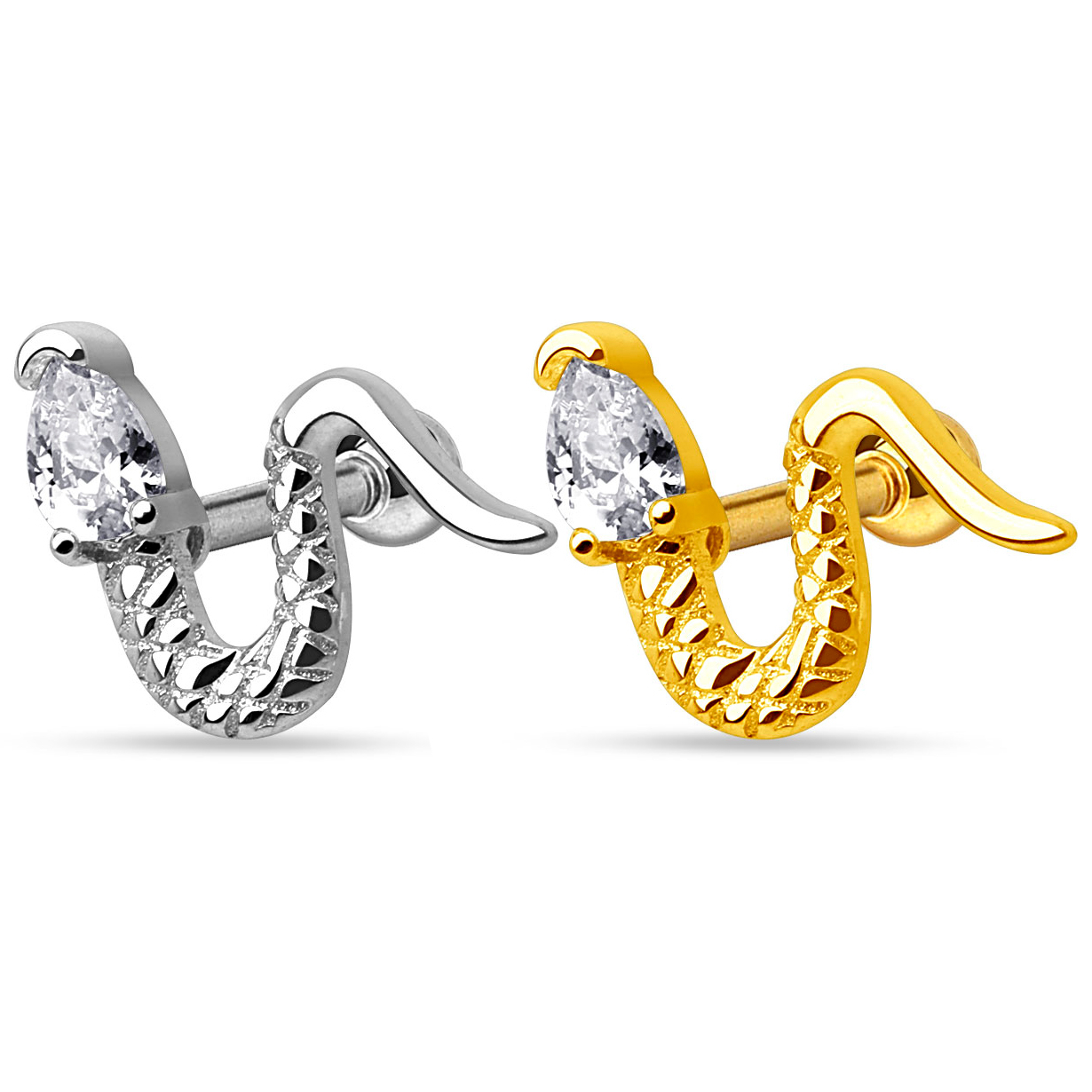 Oorpiercing met een slang