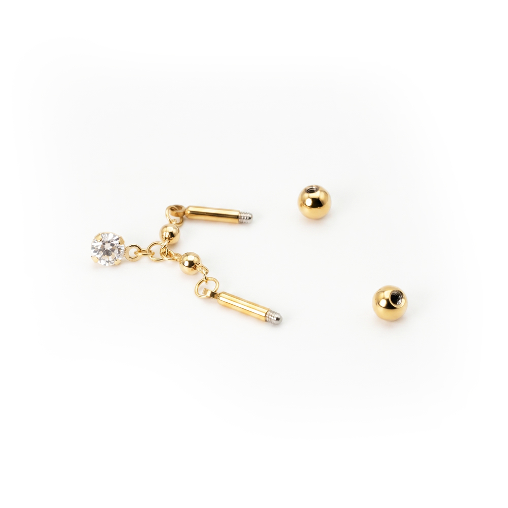 Industrial barbell met ketting en hangend steentje