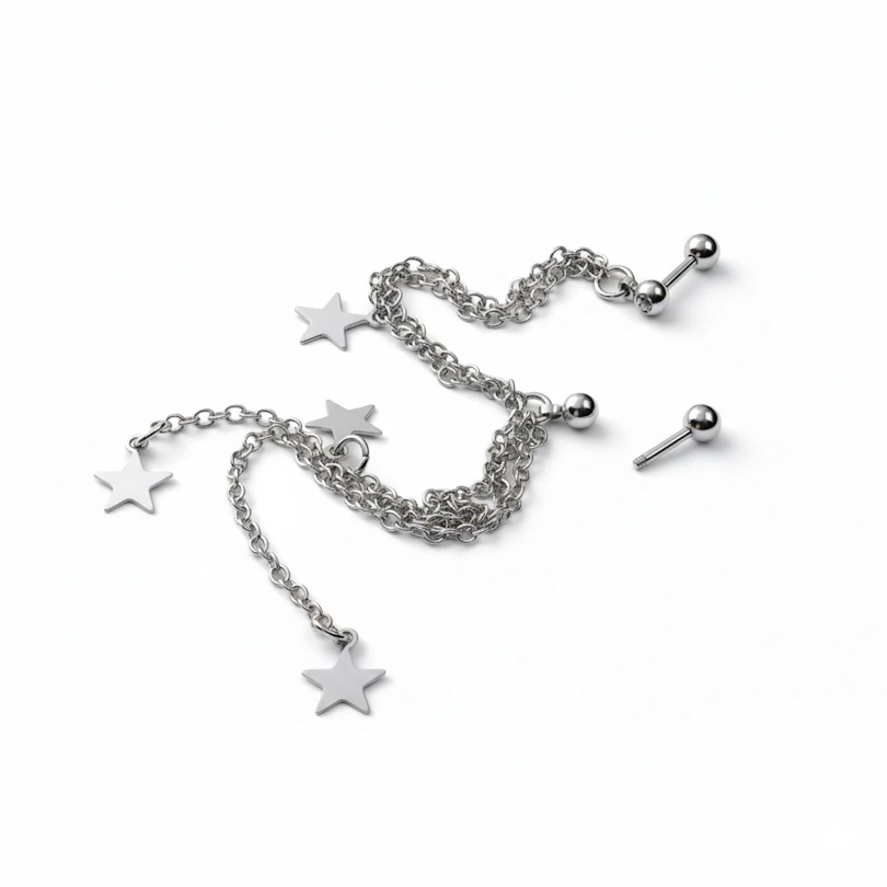 Tragus- of helixpiercing met sterretjes
