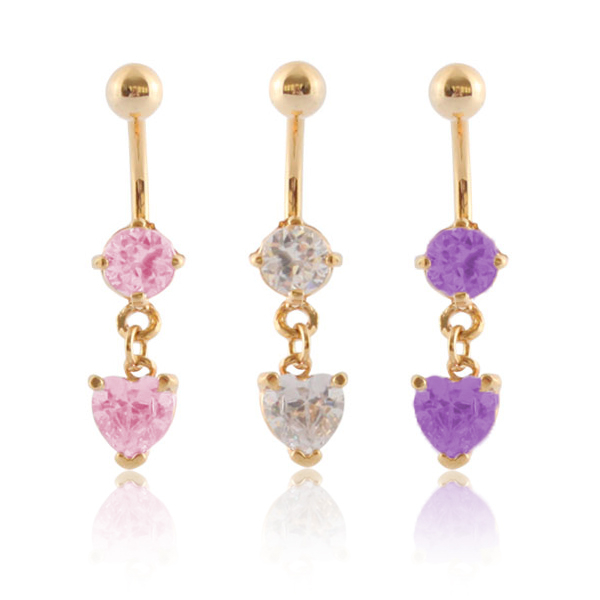 Navelpiercing met vergulding en hartvormige hanger