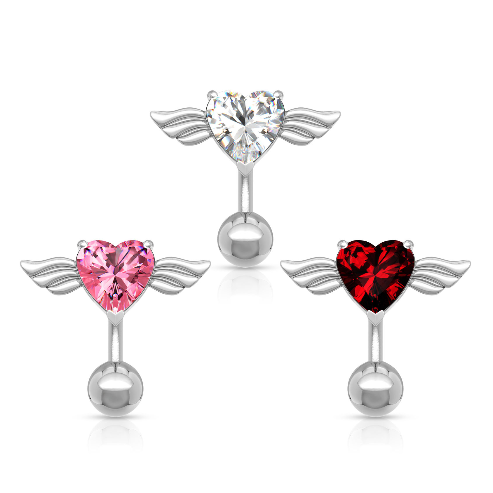 Navelpiercing met een hart en vleugels