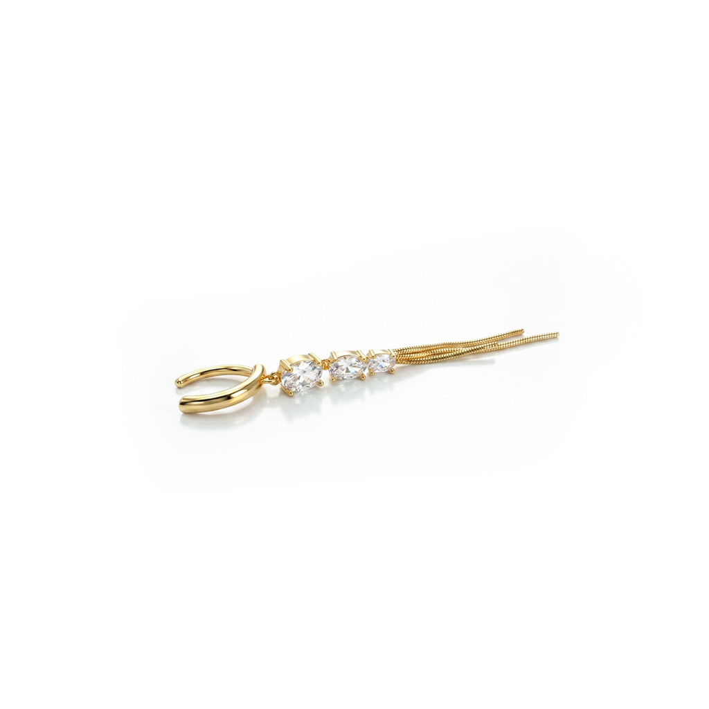 Navel clicker met steentjes en kettinkjes