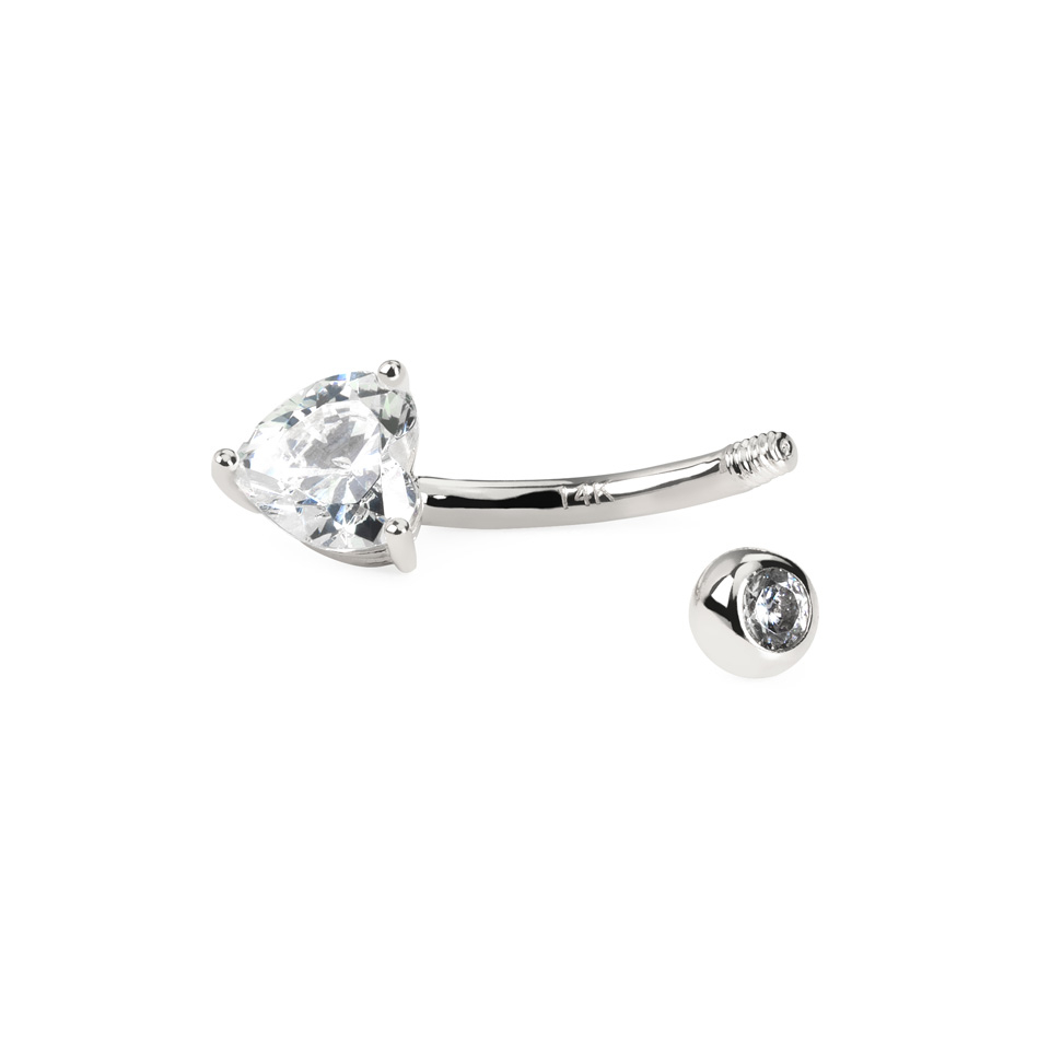 Navelpiercing uit 14 karaats goud met een hartsteen