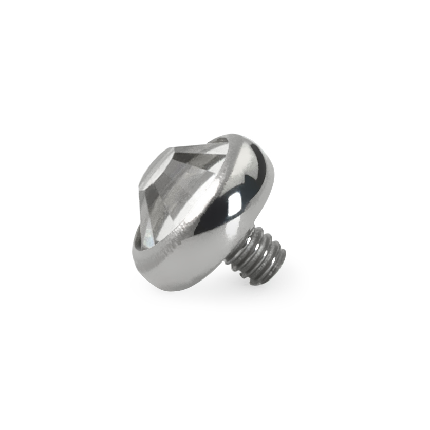 Dermal anchor uit titanium met steen
