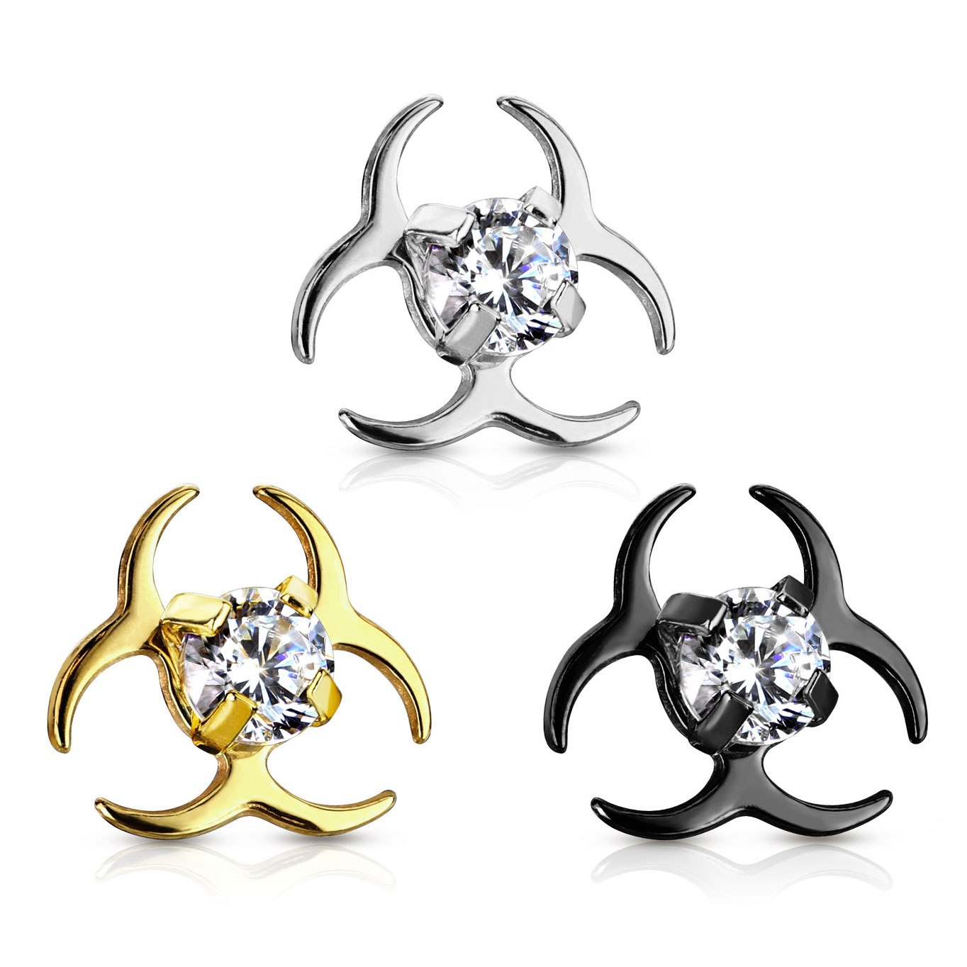 Dermal gevormd als een bio hazard symbool met steentje