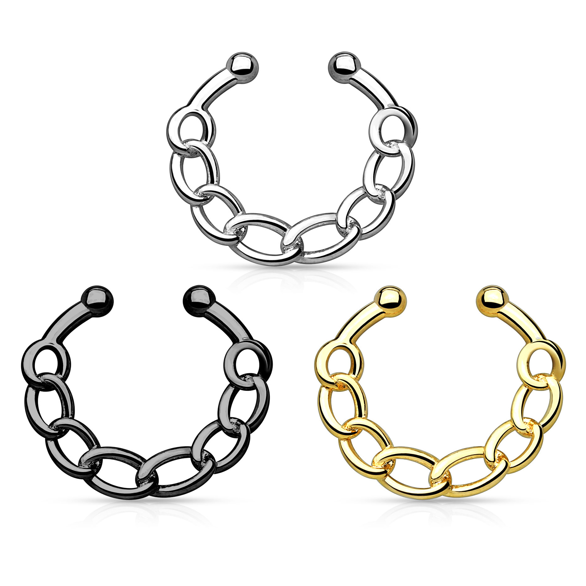 Fake septumpiercing met kettinkje