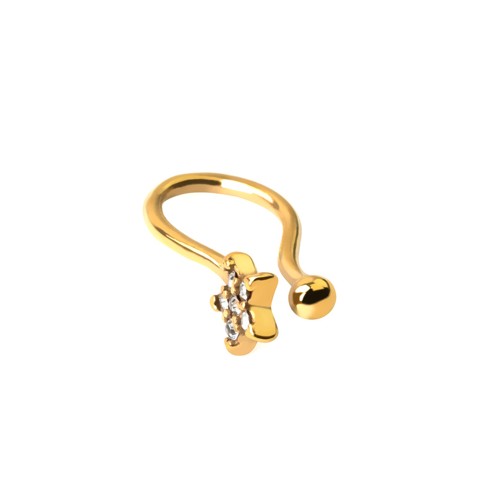 Fake neuspiercing met ster van chirurgisch staal