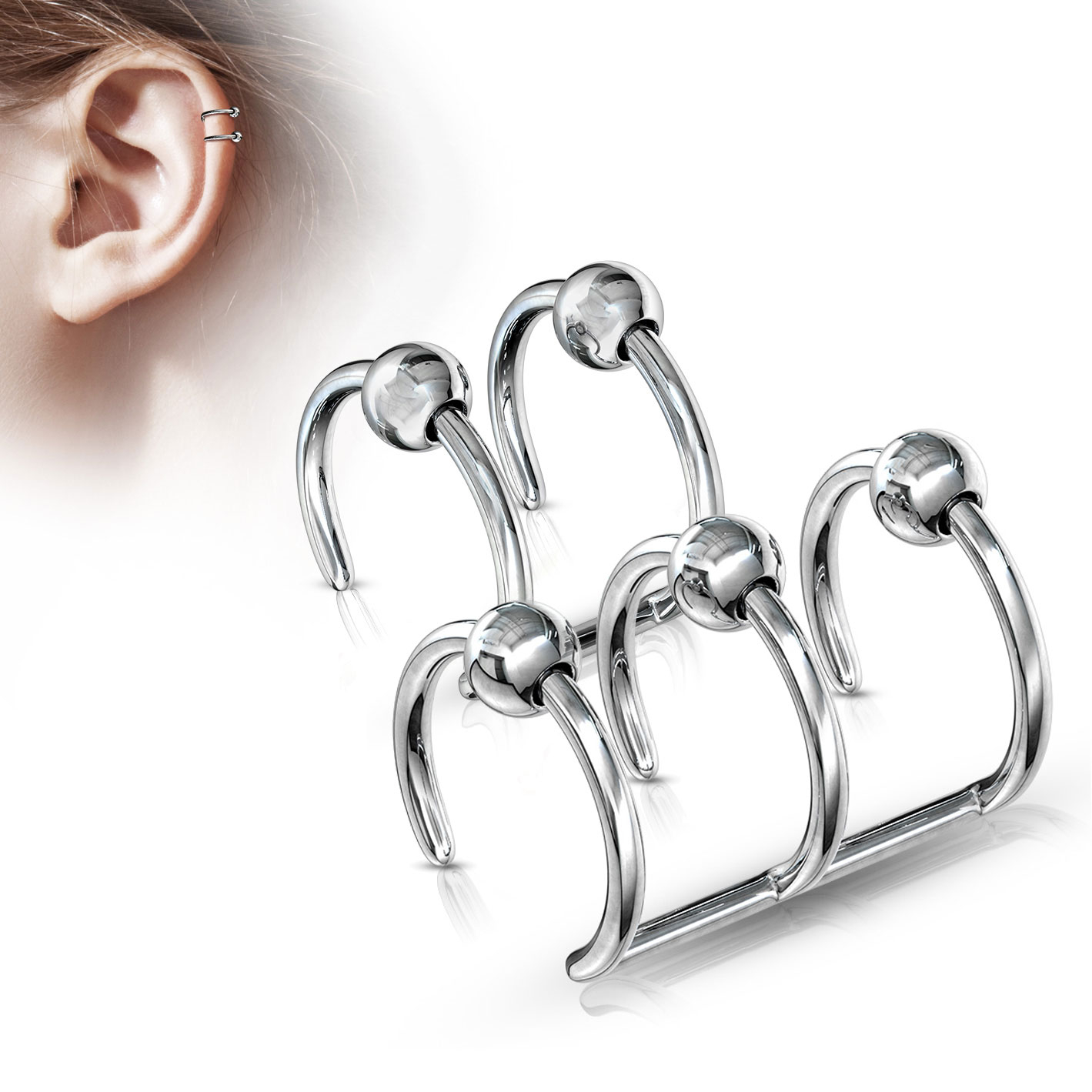 Fake oorpiercing met balletjes