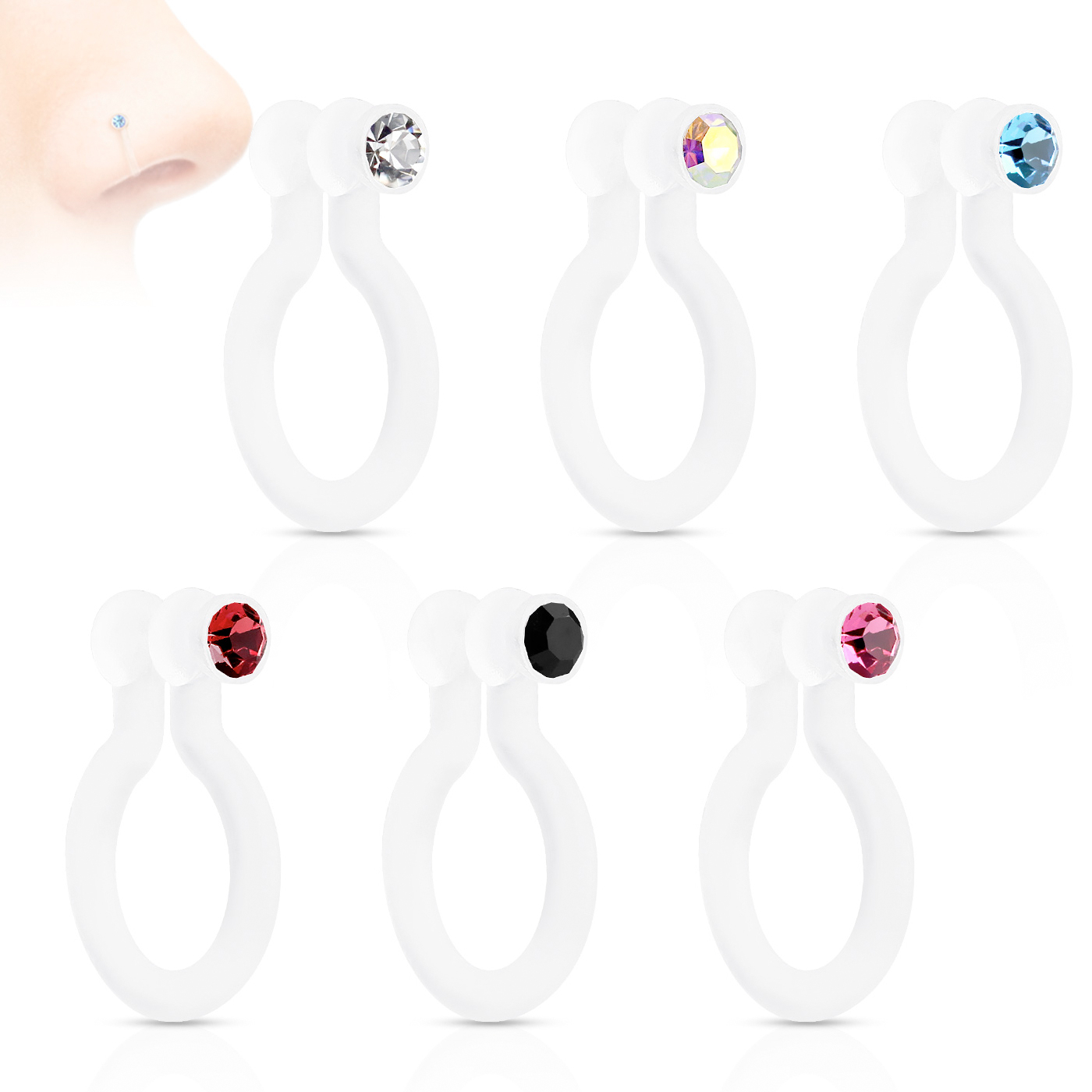 Fake neuspiercing met een steentje