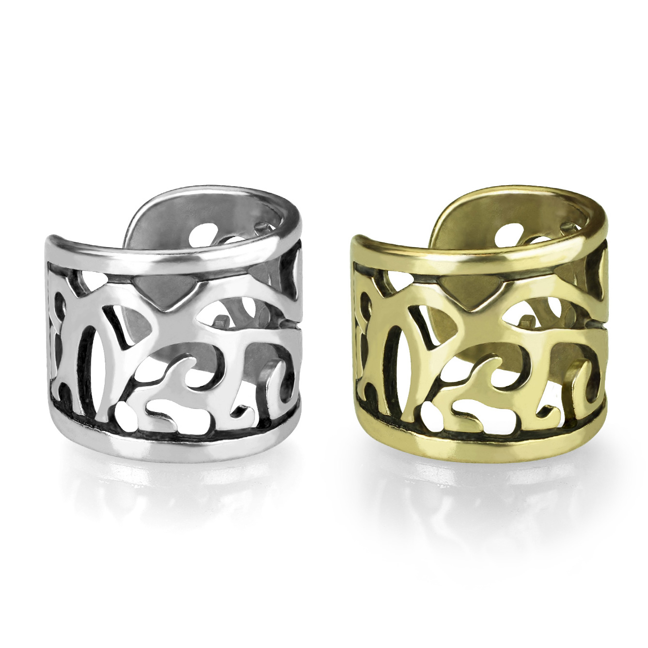 Earcuff met breed filigraan patroon