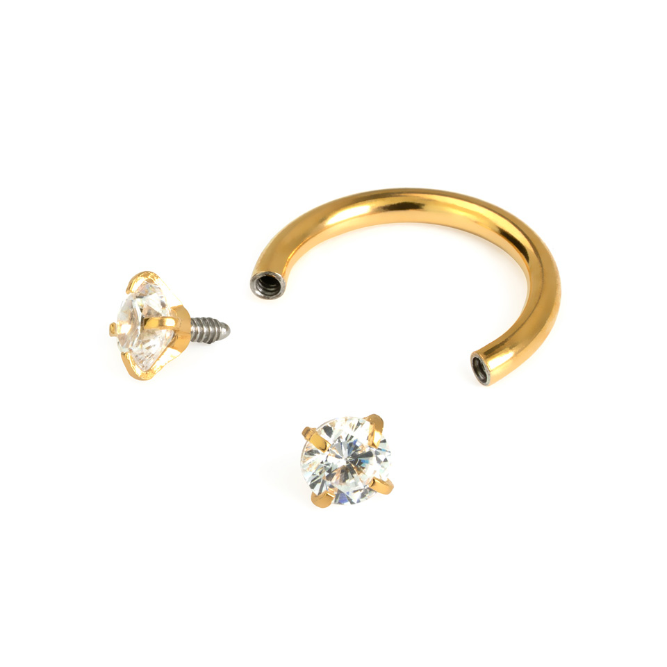 Hoefijzer met intern schroefdraad en ronde steentjes