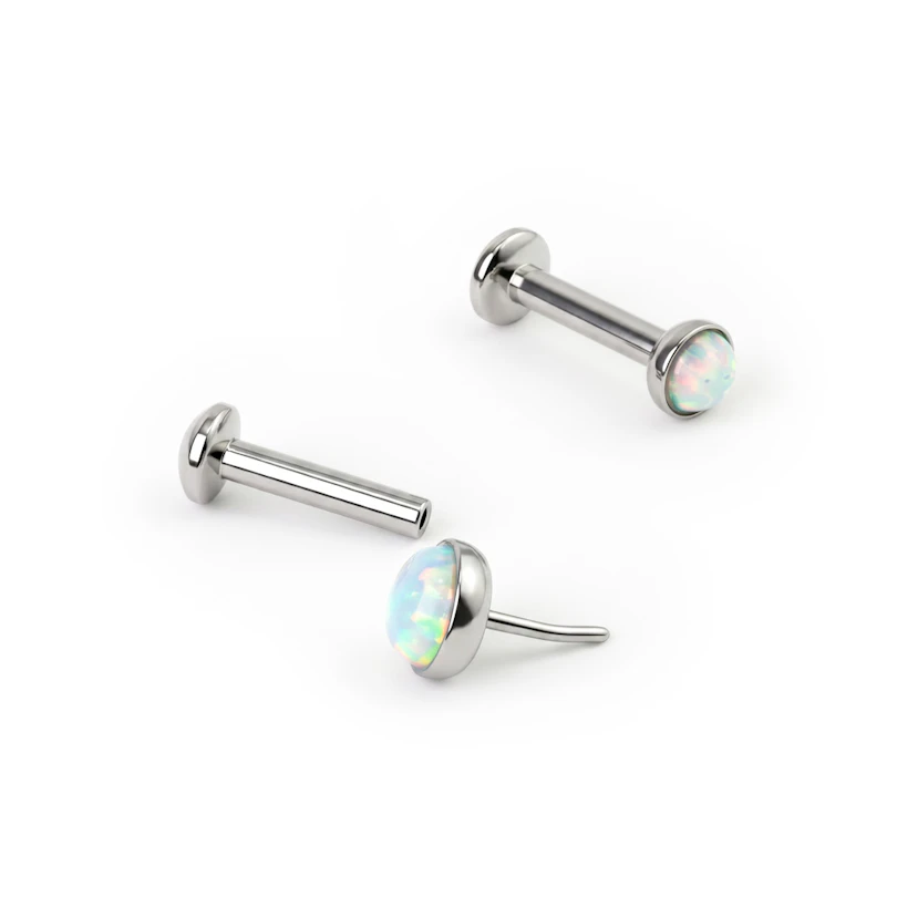 Push-in labret met opaal