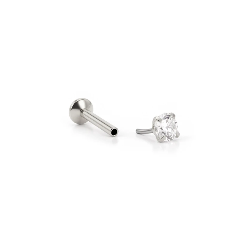 Push-in labret met steentje bovenop