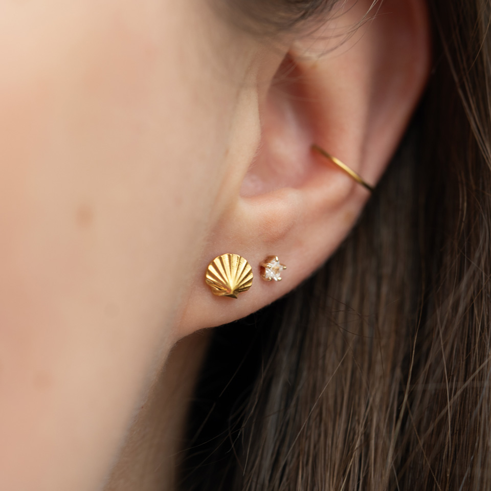 Titanium labret met schelp