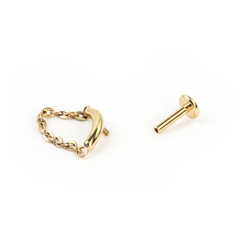 Titanium gebogen labret met ketting