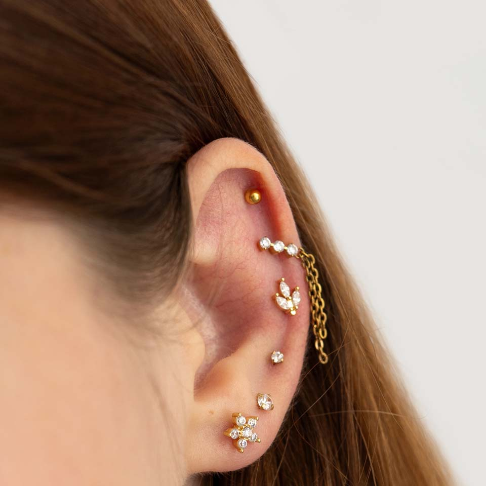 Dubbelzijdige titanium labret met hartvormige flat back