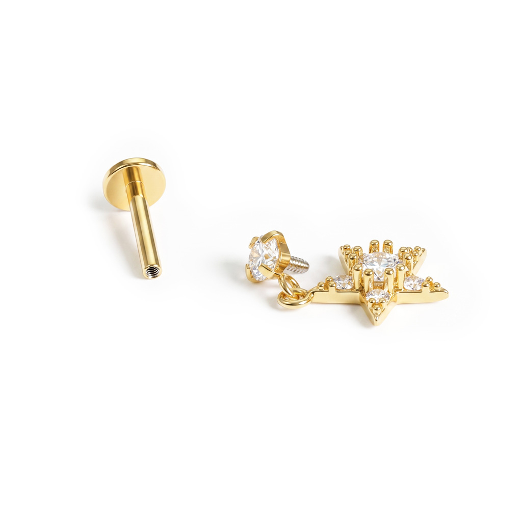 Labret met stervormig hangertje