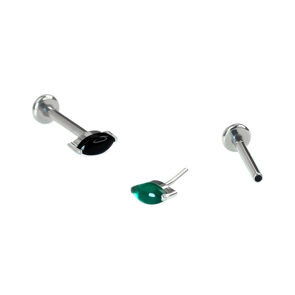Titanium labret met natuurlijke steen