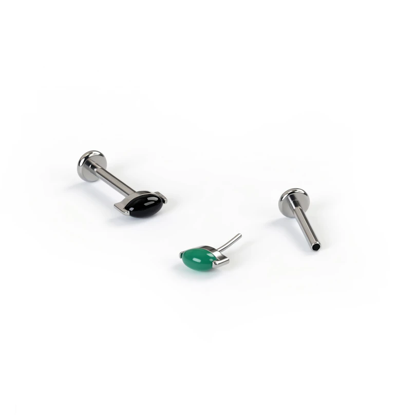 Titanium labret met natuurlijke steen