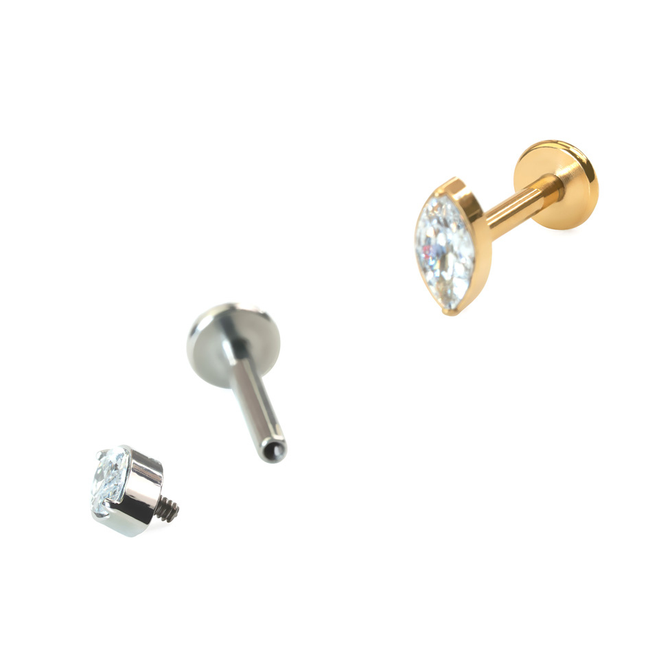 Titanium labret met marquise snit steen