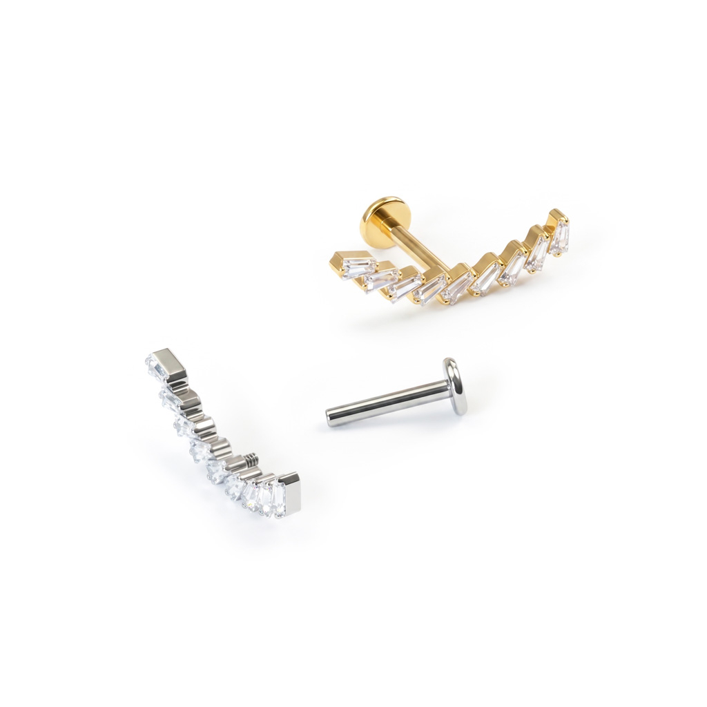 Titanium labret met boogje van stenen