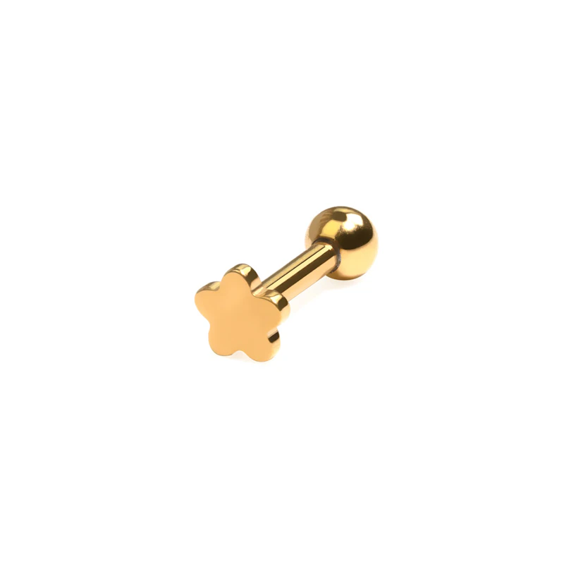 Titanium labret met bloemen flatback