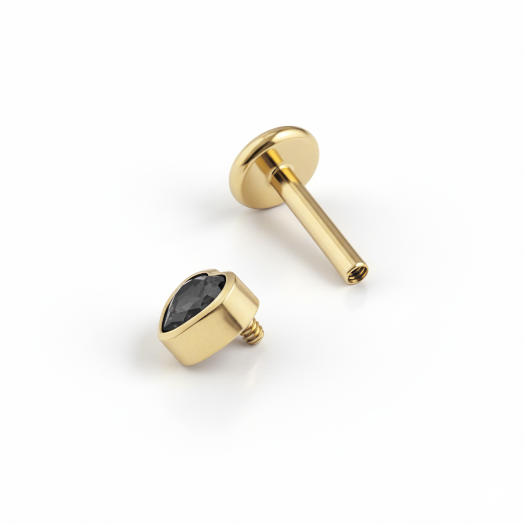 Titanium labret met hartvormige steen