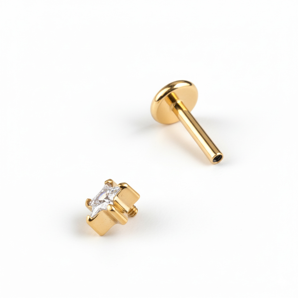 Titanium labret met stersteentje