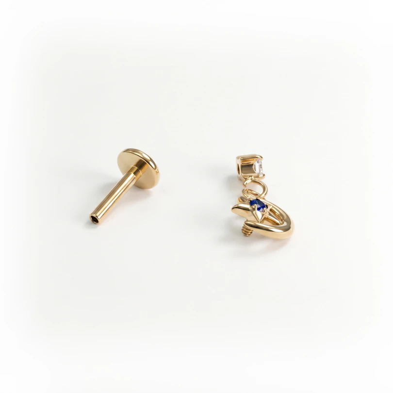 Titanium maan- en sterlabret met bedeltje