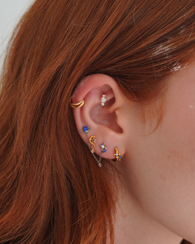 Titanium maan- en sterlabret met bedeltje