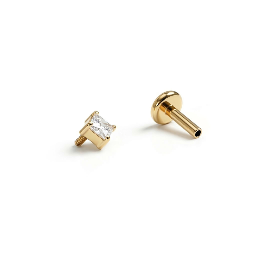 Titanium labret met ruitvormige steen