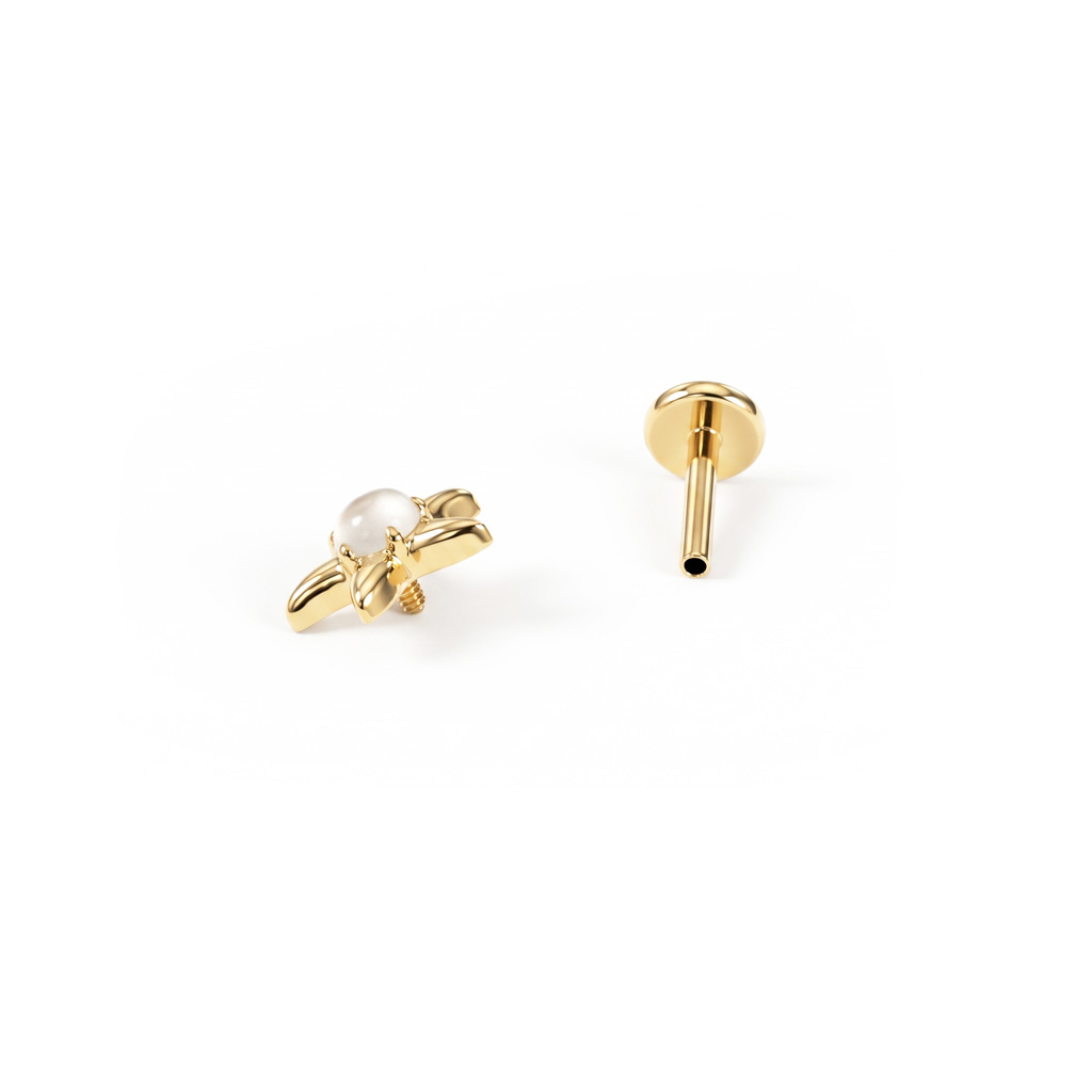 Titanium labret met zeester en maansteen