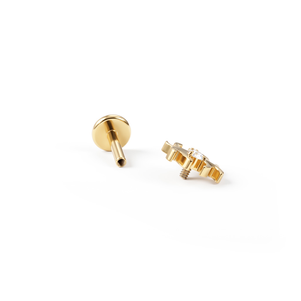 Titanium labret met spin en kleine steentjes