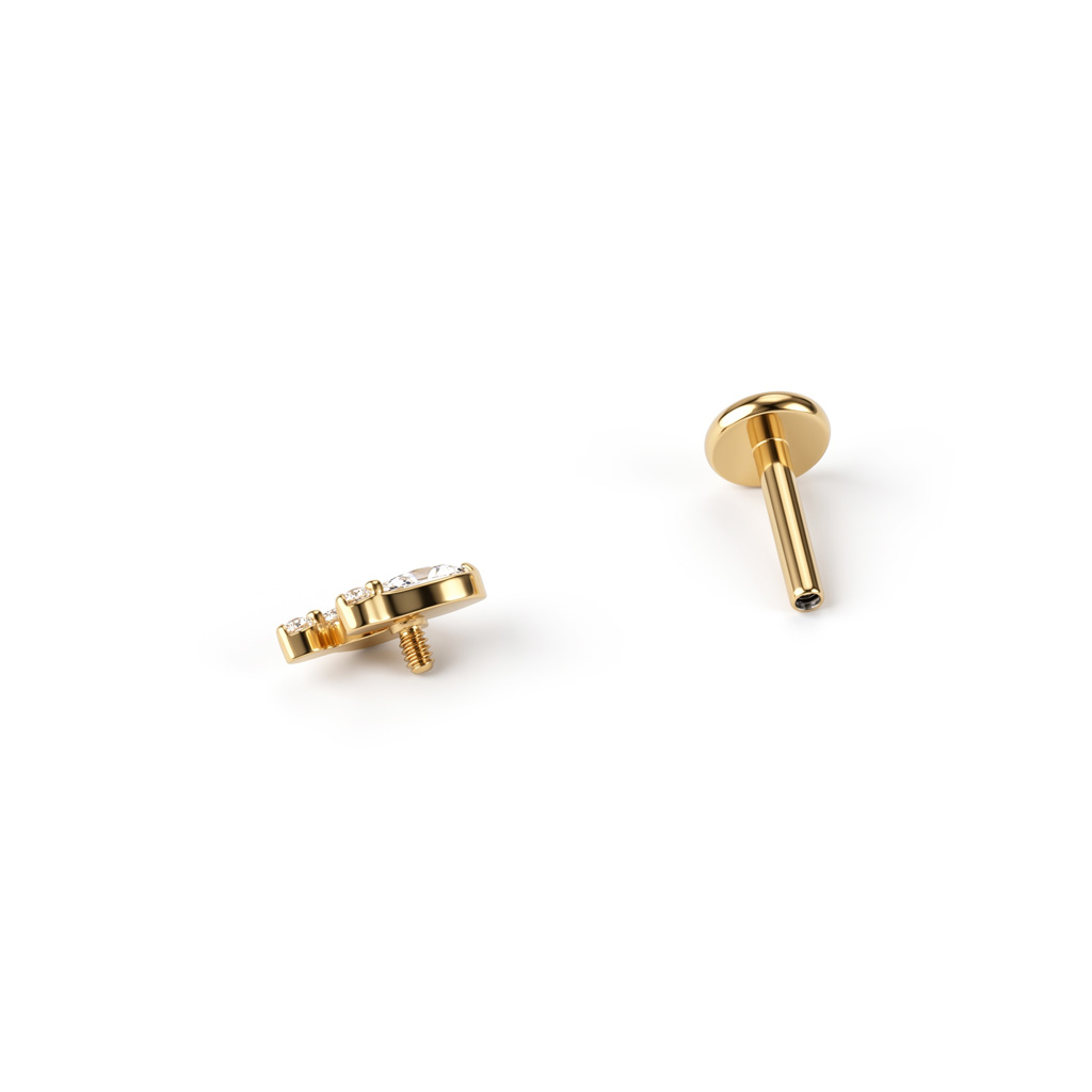 Titanium labret met twee verspringende druppels
