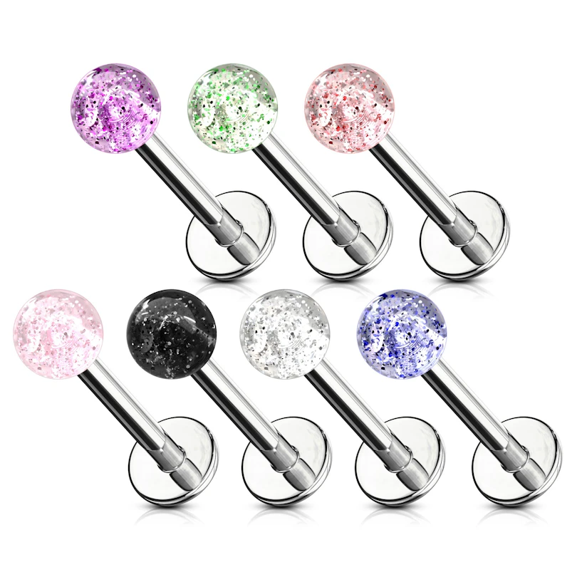 Labret met een acrylballetje