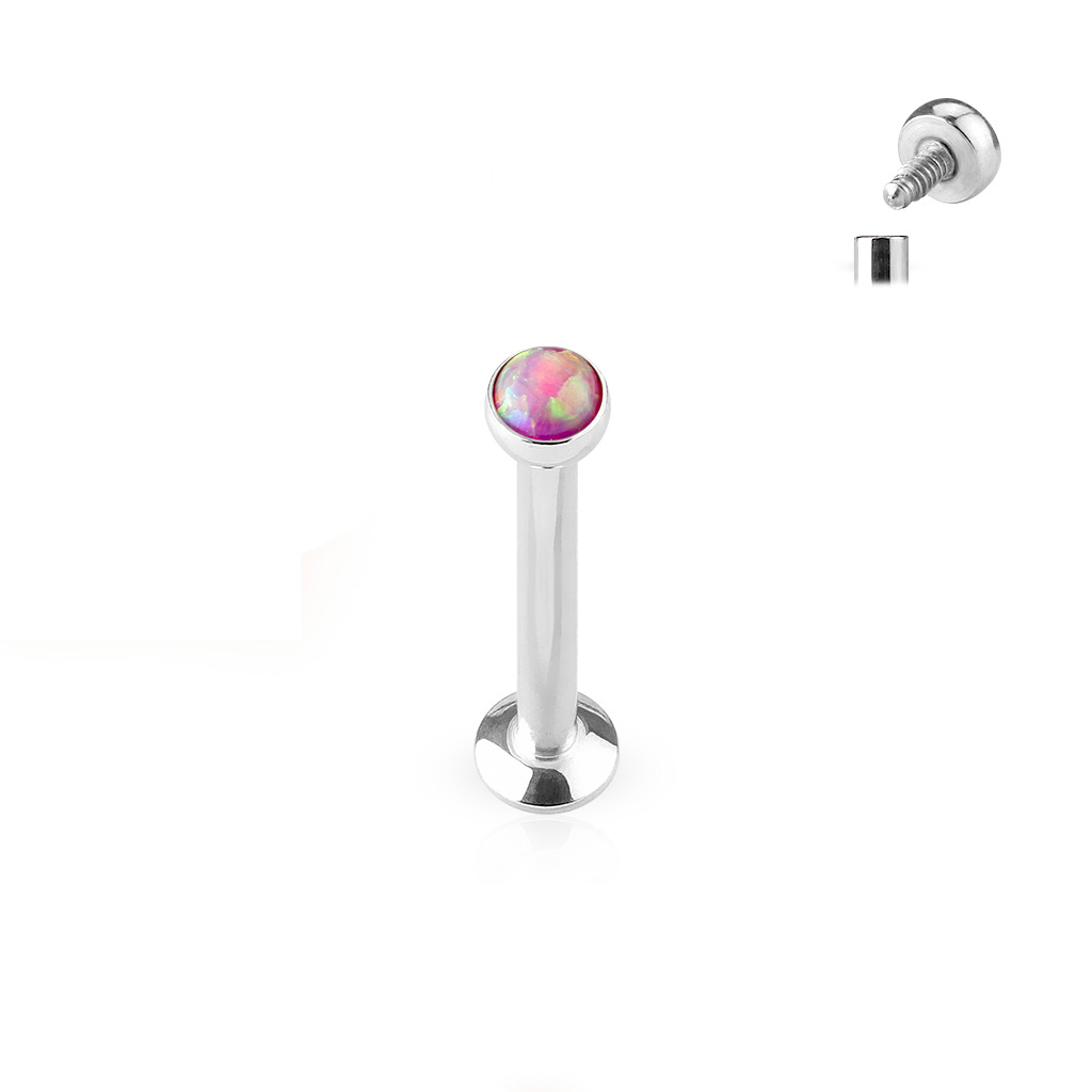 Labret met inwendig schroefdraad en opaalballetje