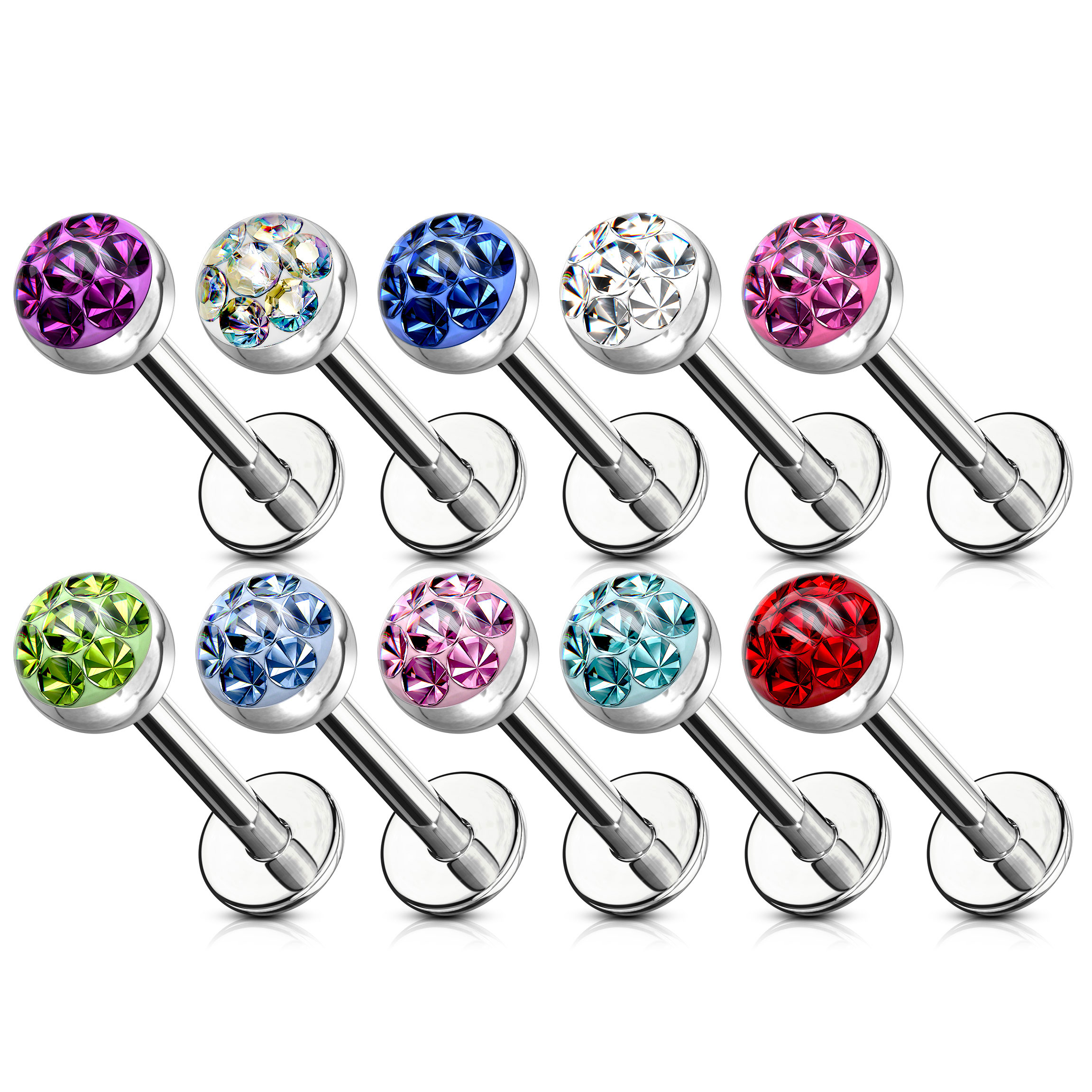 Labret met kristallen parel