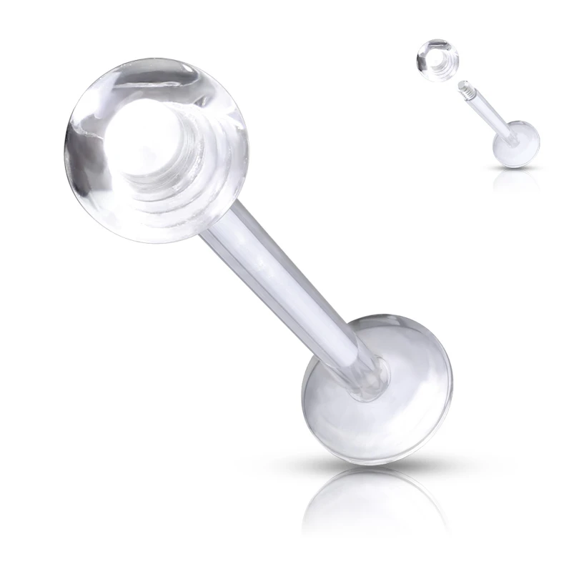 Labret met schroefdraad en transparent balletje